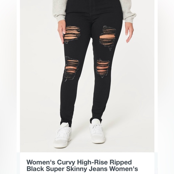 Hollister Denim - Hollister Curvy High Rise Super Skinny 00R Tipped Black Jeans